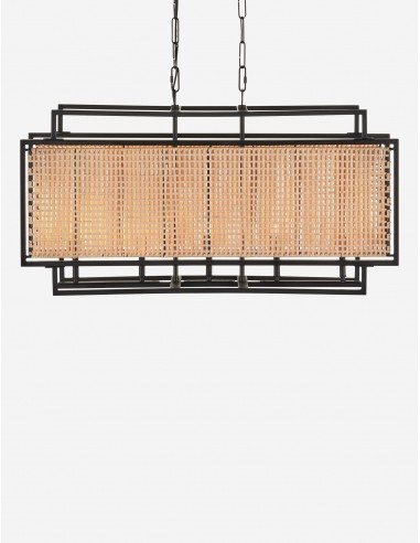 Brayson Linear Chandelier, Black and Natural 36"W pas cher